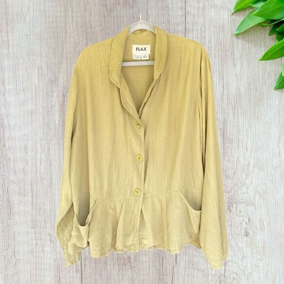 Flax Rayon Jacket Blazer Large - Picture 1 of 9